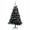vidaXL Artificial Hinged Christmas Tree Green and white PVC Medium