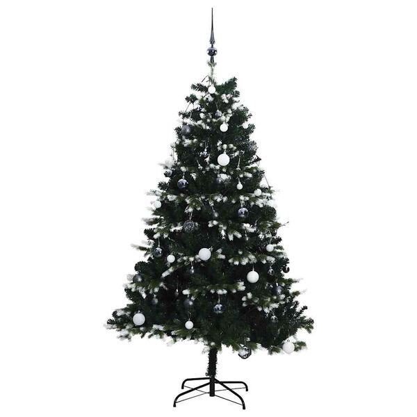 vidaXL Artificial Hinged Christmas Tree Green and white PVC Medium