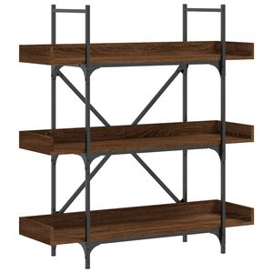 vidaXL Bookcase Brown oak Engineered wood and metal 39.4 x 13.0 x 42.7 in
