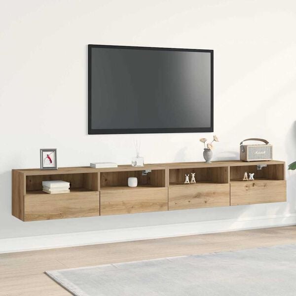 vidaXL TV Wall Cabinet 2 pcs Artisan oak 39.37 x 11.81 x 11.81 in