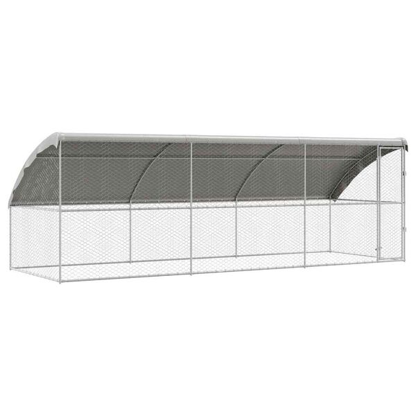 vidaXL Dog Kennel 3 pcs Silver 19.69 x 6.56 x 6.56 ft Galvanised steel