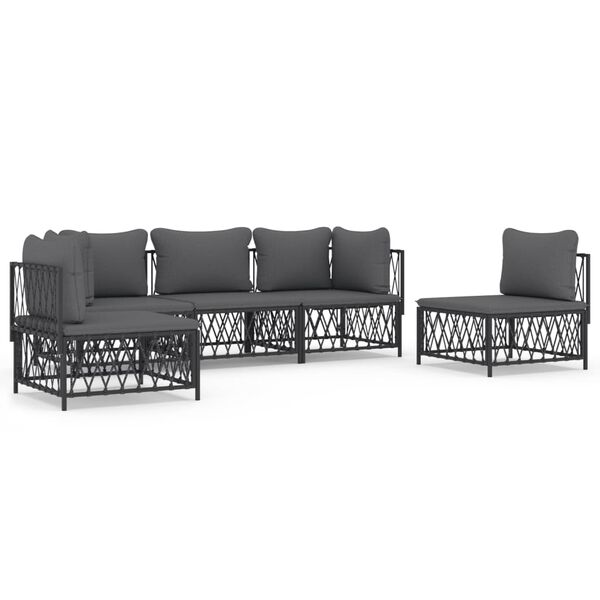 vidaXL Garden Lounge Set Anthracite Woven fabric 5-piece set Modular