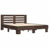 vidaXL Bed Frame Brown Oak Engineered Wood, Plywood, Metal Double Bed