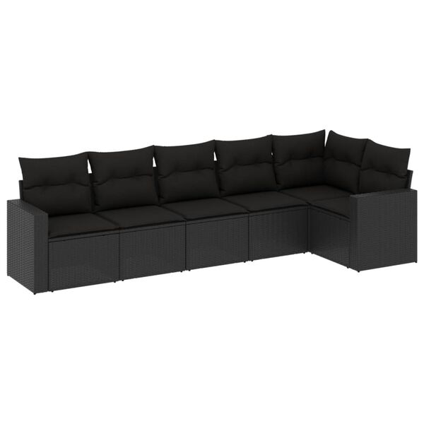 vidaXL Garden Sofa Set Black PE Rattan, Powder-Coated Steel, 100% Polyester