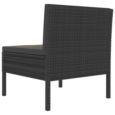 vidaXL Patio Chairs 3 pcs with Cushions Poly Rattan Black