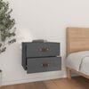 vidaXL Wall-mounted Bedside Cabinet Set of 2 Grey Solid pinewood Medium