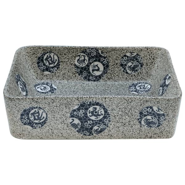 vidaXL Countertop Basin Multicolour Rectangular 18.1x14.0x5.1" Ceramic