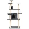 vidaXL Cat Tree Dark Grey Engineered wood, plush, sisal 65.4 in tall