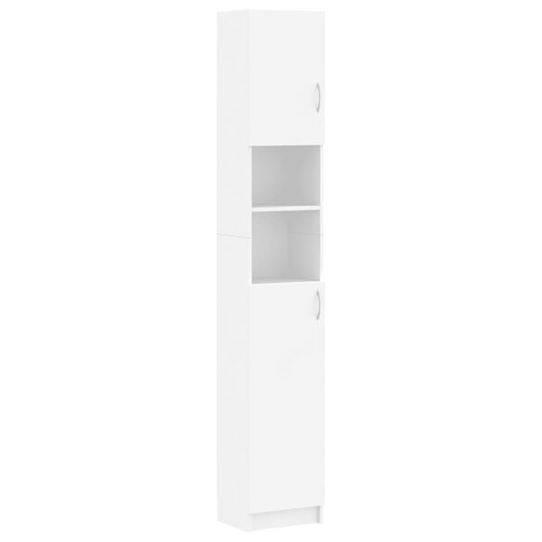vidaXL Bathroom Cabinet White Engineered Wood Tall Bathroom Cabinet