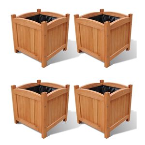 vidaXL Raised Bed Set of 4 Wooden Solid wood, PE lining 12x12x12 in