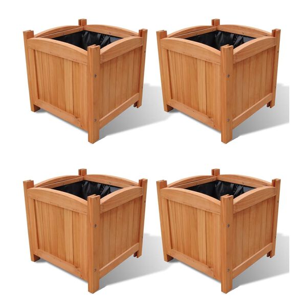 vidaXL Raised Bed Set of 4 Wooden Solid wood, PE lining 12x12x12 in