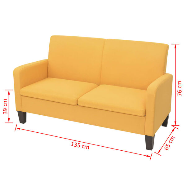 vidaXL 2-seater Sofa Yellow Polyester fabric, Foam, Pinewood Medium
