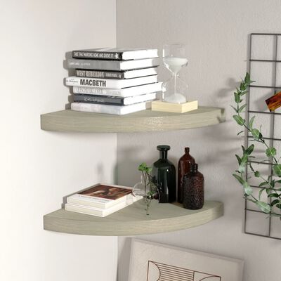 vidaXL Floating Corner Shelves 2 pcs Oak 13.8"x13.8"x1.5" MDF