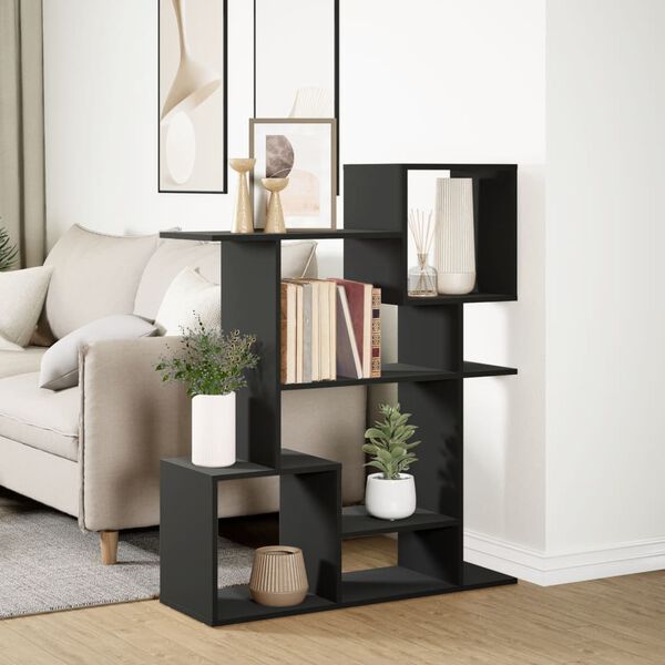 vidaXL Room Divider Bookcase Black Engineered Wood Medium