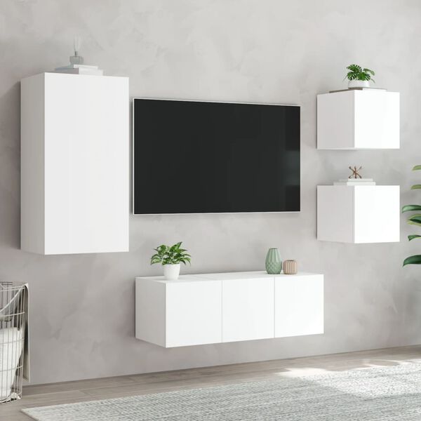 vidaXL TV Wall Unit White Engineered wood Standard TV Wall Unit