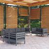 vidaXL Garden Lounge Set Gray Solid pinewood, fabric (100% polyester)
