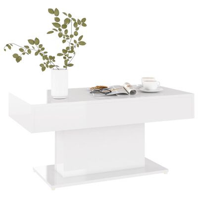 vidaXL Coffee Table High Gloss White 37.8"x19.7"x17.7" Engineered Wood