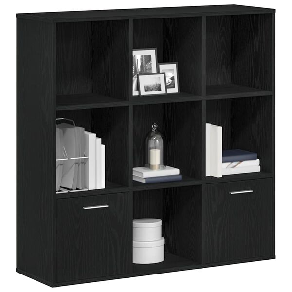 vidaXL Book Cabinet Black Oak 38.6x11.4x38.4" Engineered Wood