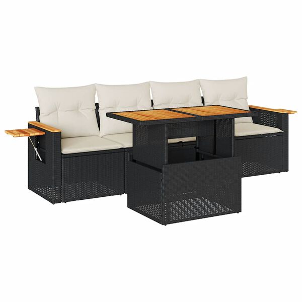 vidaXL Garden Sofa Set Black, Cream White