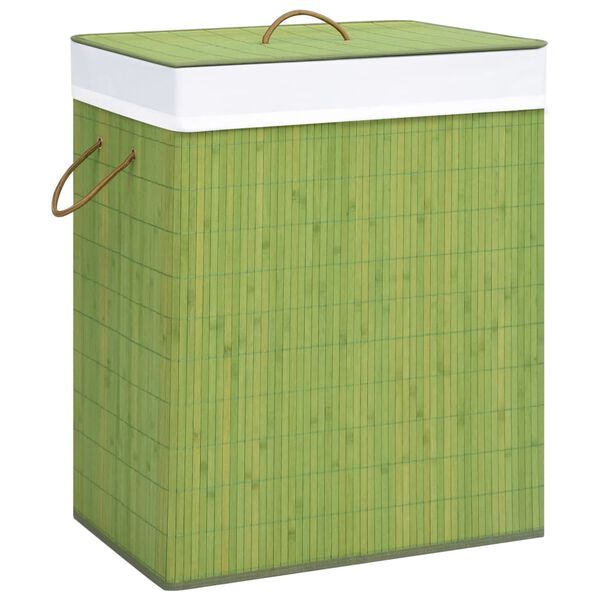 vidaXL Bamboo Laundry Basket with 2 Sections Green 26.4 gal