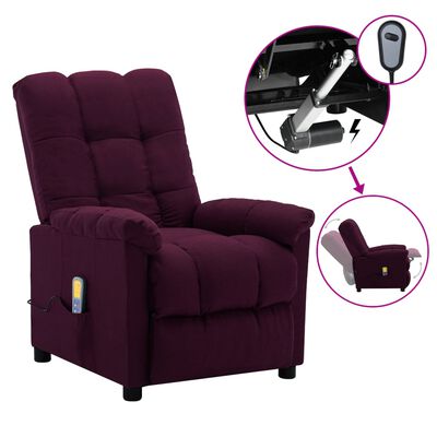 vidaXL Electric Massage Recliner Purple Fabric