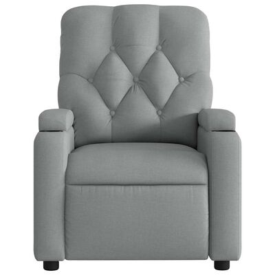 Front view of gray reclining chair with tufted back