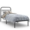 vidaXL Bed Frame Black Steel Small Single Bed Frame Rectangular