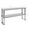 vidaXL 2-Tier Work Table Overshelf 47.2"x11.8"x25.6" Stainless Steel
