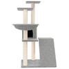 vidaXL Cat Tree Light Grey Engineered wood, plush, sisal Medium Modern