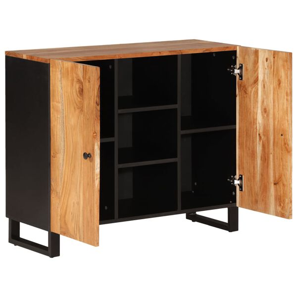 vidaXL Sideboard Natural wood with black accents Solid acacia wood with iron