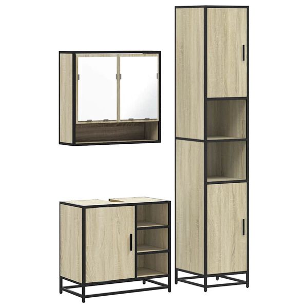 vidaXL Bathroom Furniture Set Sonoma Oak Engineered wood, Metal, Glass