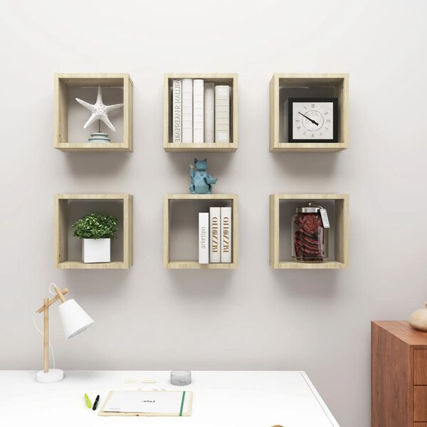 vidaXL Cube Shelf Set of 6 Sonoma Oak Engineered Wood