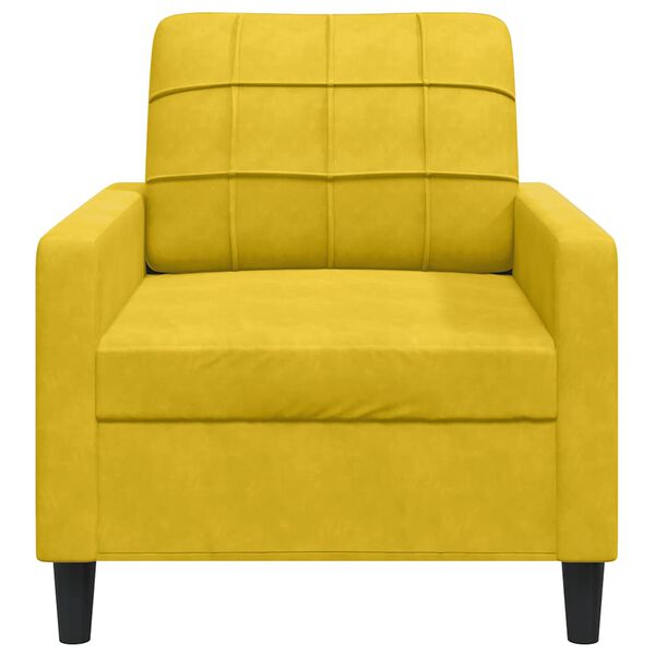 vidaXL Sofa Chair Yellow Velvet Single Sofa Chair Square Modern