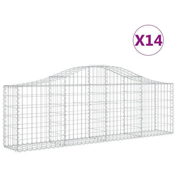 vidaXL Arched Gabion Baskets 14 pcs 78.7"x11.8"x23.6"/31.5" Galvanized Iron