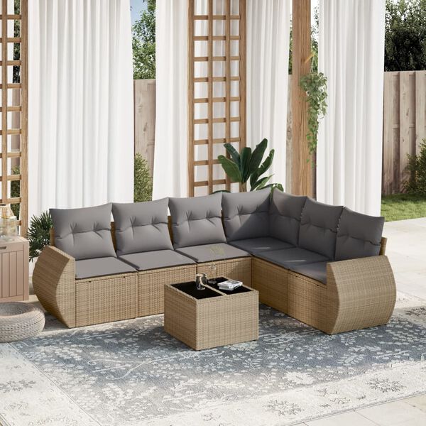 vidaXL Garden Sofa Set Beige, Light Grey
