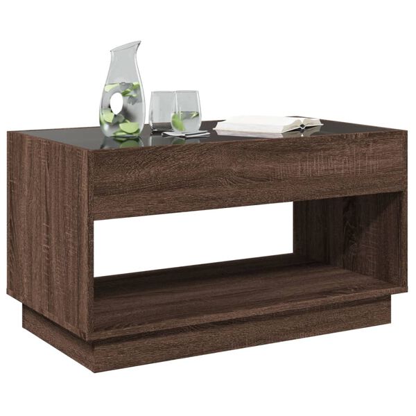 vidaXL Coffee Table Brown Oak Engineered wood, Glass Large Coffee Table