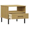 vidaXL Bedside Table Brown Solid pine wood, metal Small Bedside Table
