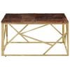 vidaXL Coffee Table Gold Stainless Steel and Solid Sleeper Wood