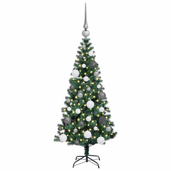 vidaXL Artificial Pre-lit Christmas Tree Green 47.2" PVC and Metal