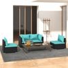 vidaXL Garden Lounge Set Black, Water Blue