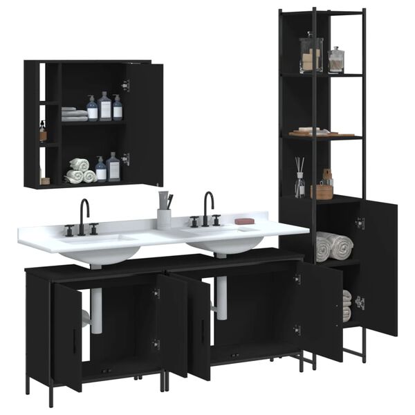 vidaXL Bathroom Cabinet Set Black