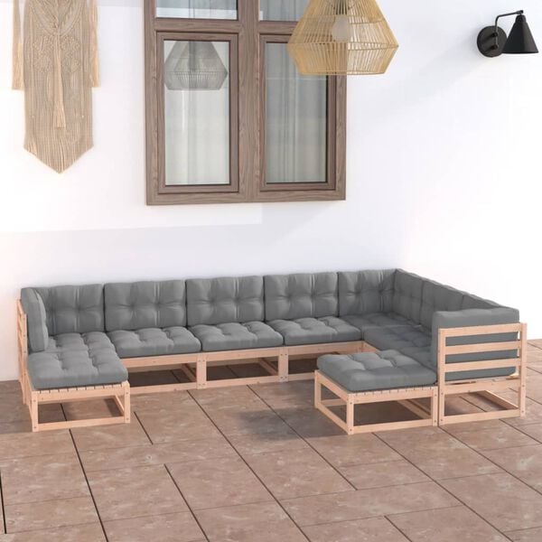 vidaXL Garden Lounge Set Natural Wood Solid Pine Wood Large Modular