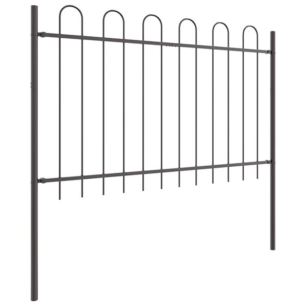 vidaXL Garden Fence 7 pcs Grey 39.04 x 3.94 ft Powder-coated Steel