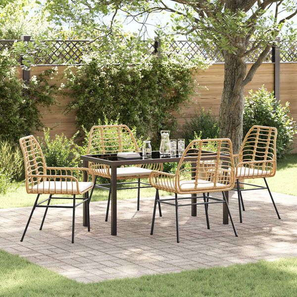 vidaXL Garden Dining Set 5 pcs Brown poly rattan