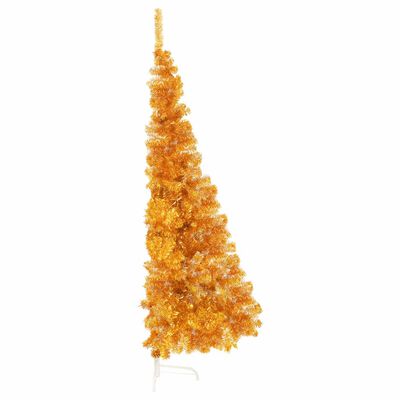 vidaXL Artificial Half Christmas Tree with Stand Gold 7 ft PVC