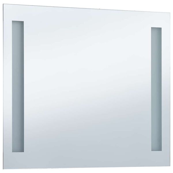 vidaXL Bathroom Mirror Silver Glass 19.7 x 23.6 in Lights