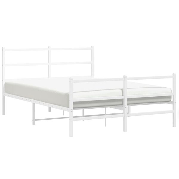 vidaXL Bed Frame White Powder-coated steel Double Bed Frame