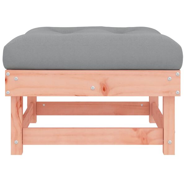 vidaXL Garden Footstool Natural wood, Grey Solid Douglas wood, Oxford fabric