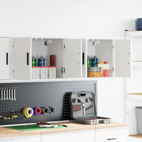 vidaXL Garage Wall Cabinets 2 pcs White Engineered Wood