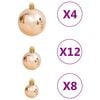 vidaXL 111 Piece Christmas Bauble Set Rose Gold Polystyrene